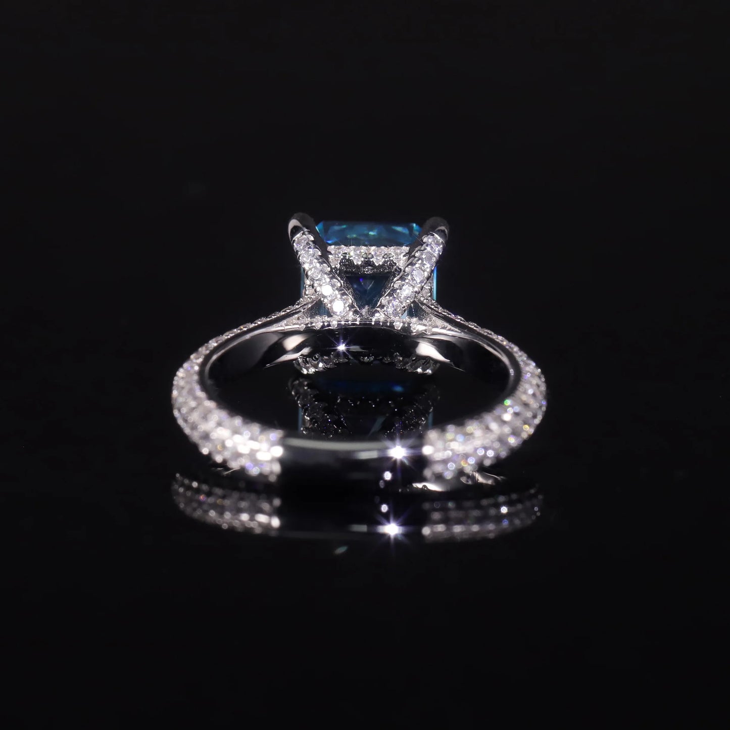 Aqua Blue Cushion CZ Engagement Ring - 925 Sterling Silver - Choosen Jewelry