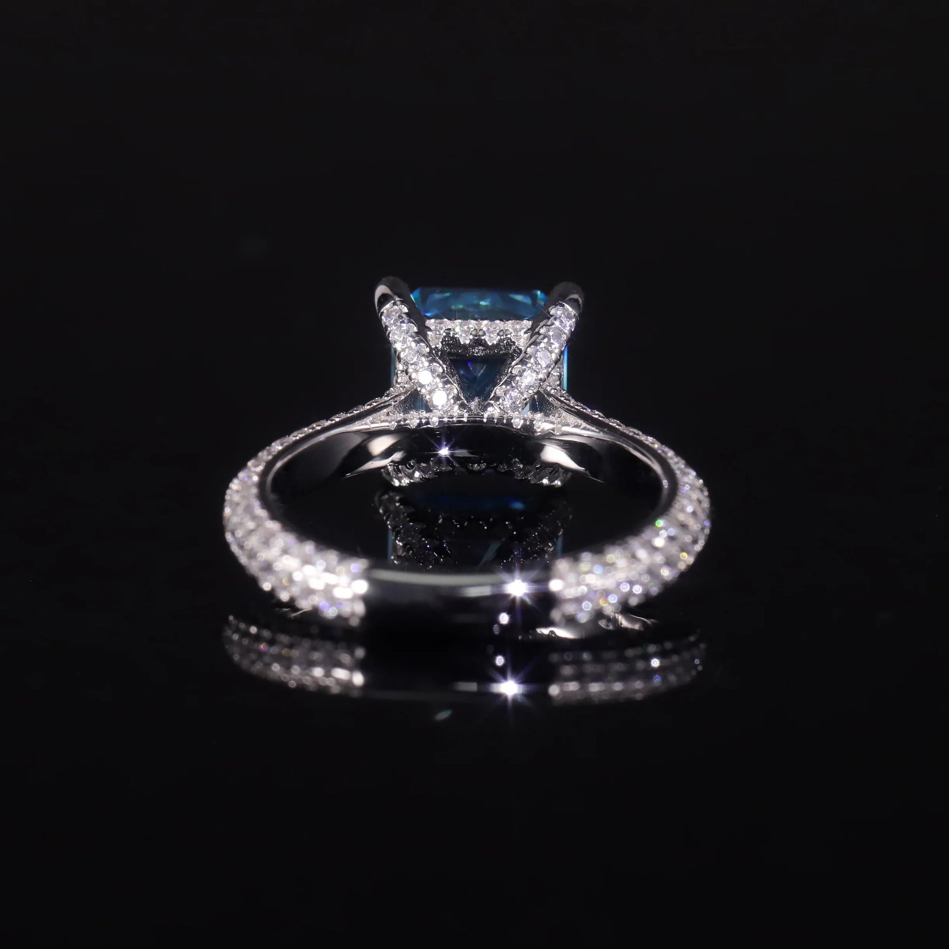 Aqua Blue Cushion CZ Engagement Ring - 925 Sterling Silver - Choosen Jewelry