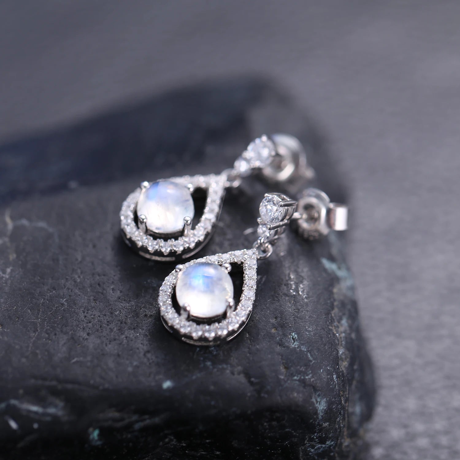 Sterling Silver Moonstone Dangle Earrings - Choosen Jewelry Healing Crystal Fine Jewelry for Women