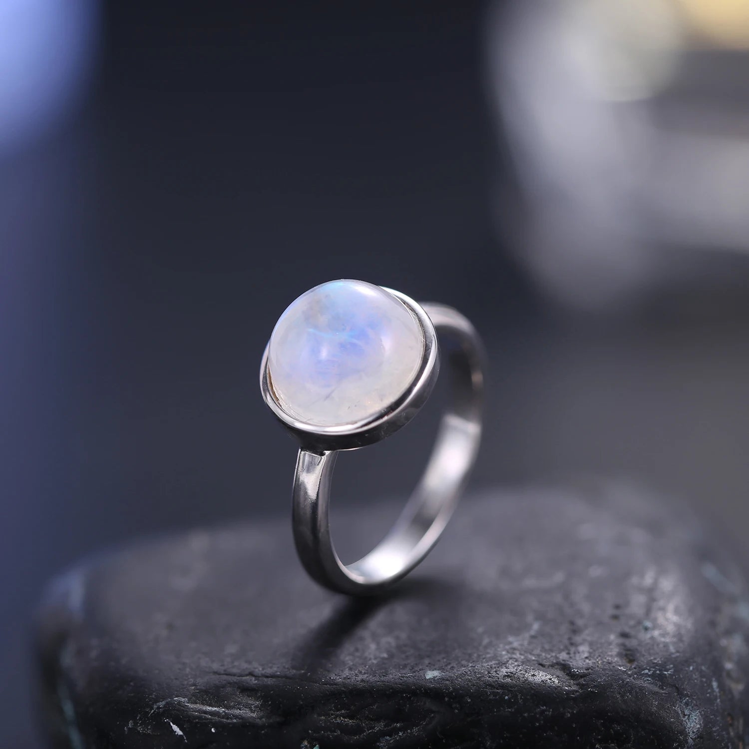 Sterling Silver Rainbow Moonstone Ring - June Birthstone Jewelry by Choosen