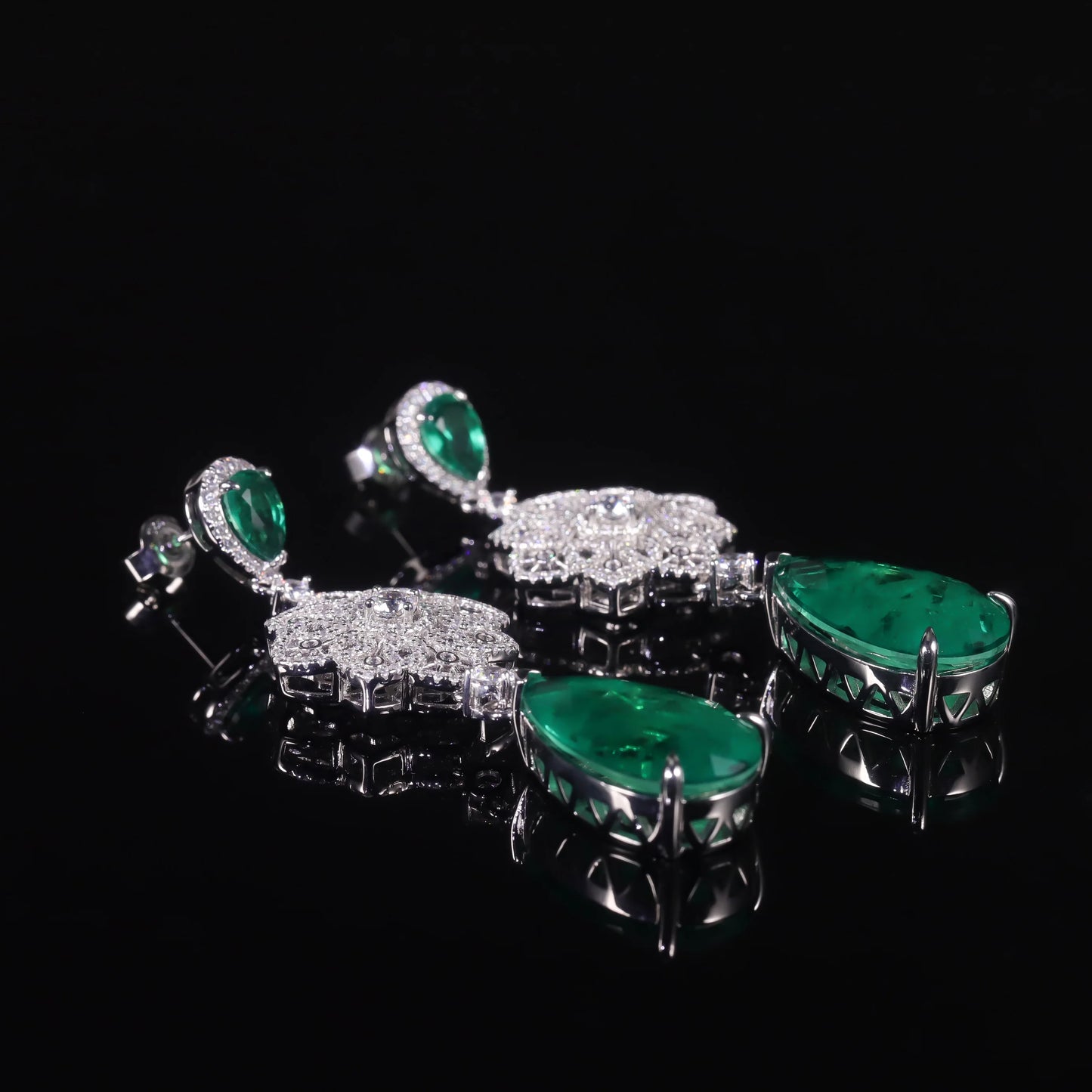 Vintage-Inspired Sterling Silver Emerald Drop Earrings | Choosen Jewelry