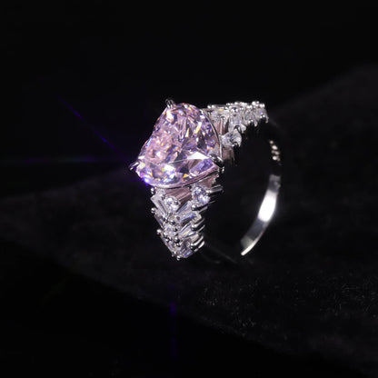 Pink Heart CZ Diamond Ring - 925 Sterling Silver - Choosen Jewelry