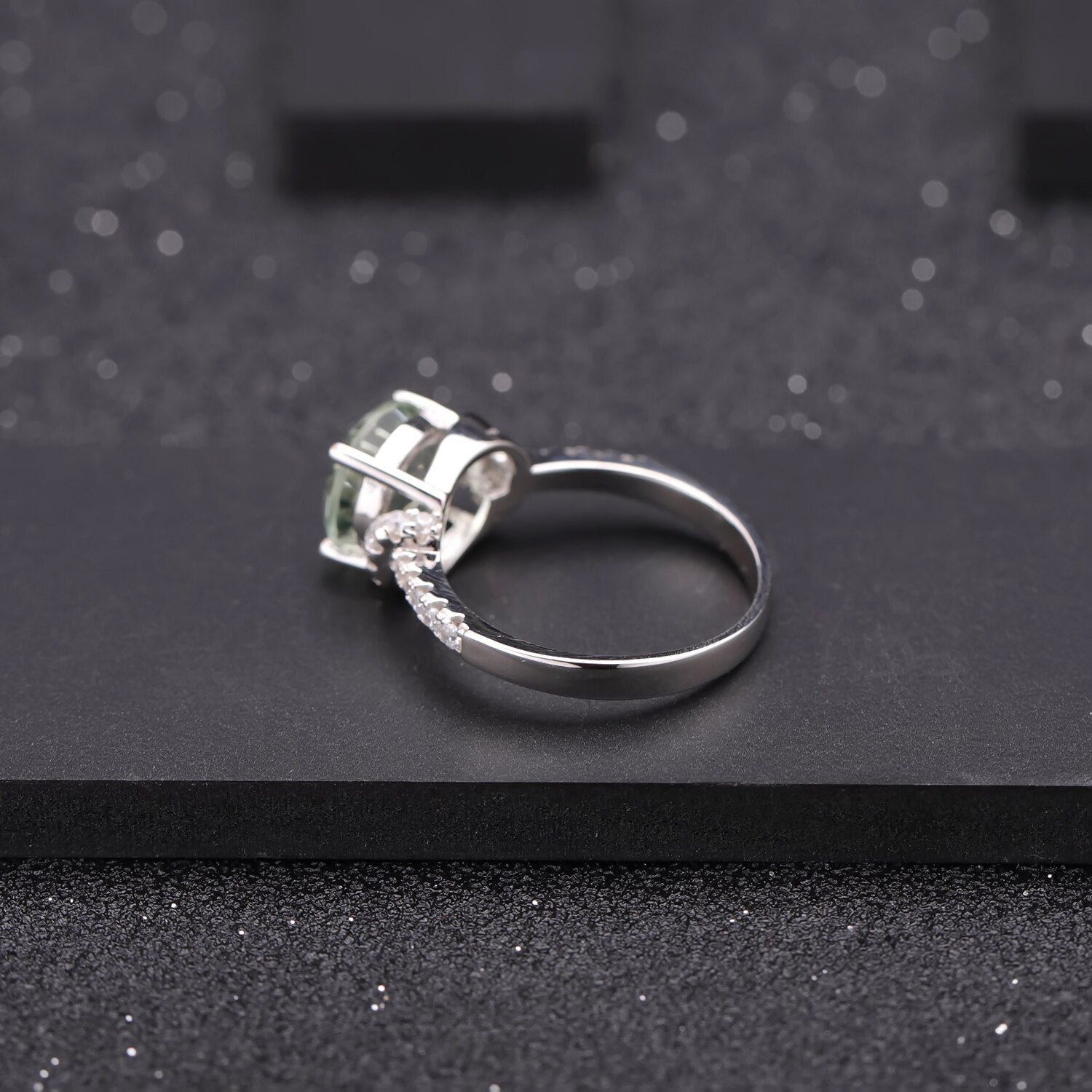 green amethyst ring silver