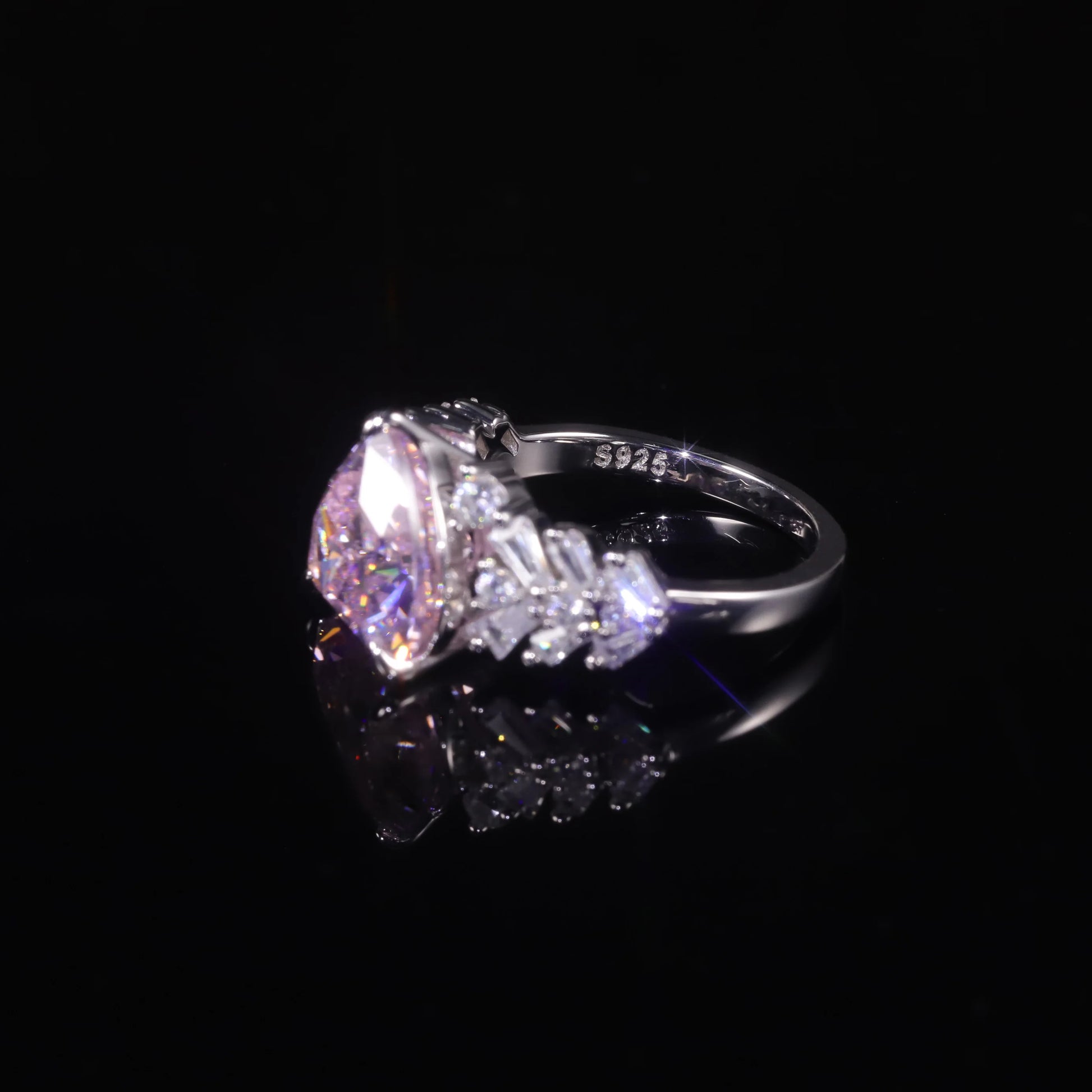 Pink Heart CZ Diamond Ring - 925 Sterling Silver - Choosen Jewelry