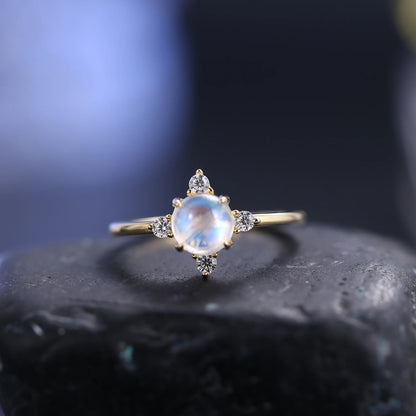 June Birthstone Rainbow Moonstone Ring - 925 Sterling Silver Engagement Ring by Choosen Jewelry