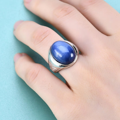 Choosen Jewelry Handmade Lab Blue Lindy Star Sapphire Ring in Sterling Silver