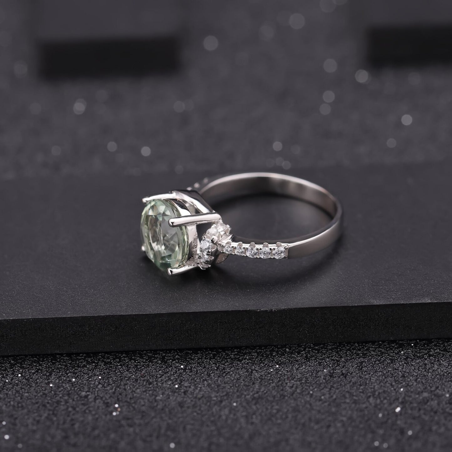 green amethyst engagement ring 