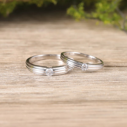 Moissanite Couple Rings Set: Sterling Silver Wedding Promise Rings by Choosen Jewelry