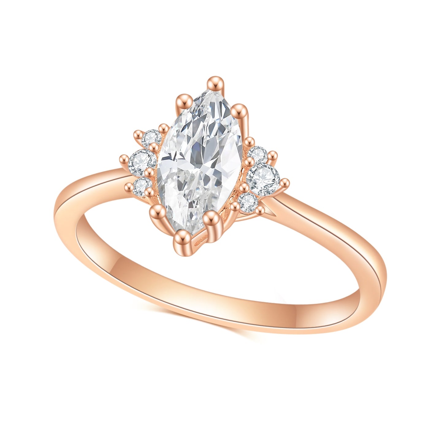 Rose Gold Plated marquise moissanite ring 