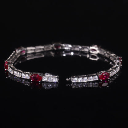 Sterling Silver Lab Grown Ruby Tennis Bracelet | Choosen Jewelry