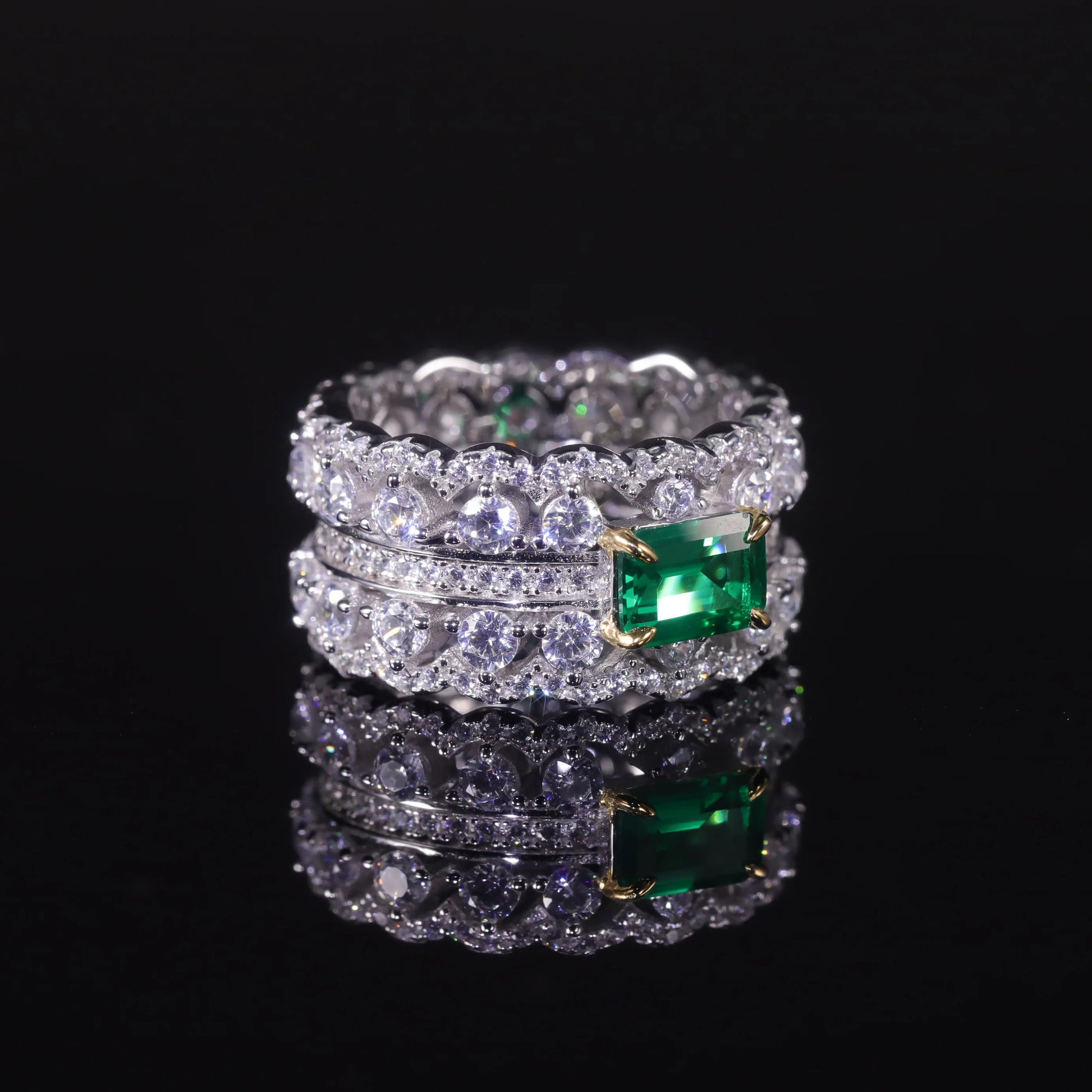 Synthetic Emerald Art Deco Ring - 925 Sterling Silver | Choosen Jewelry