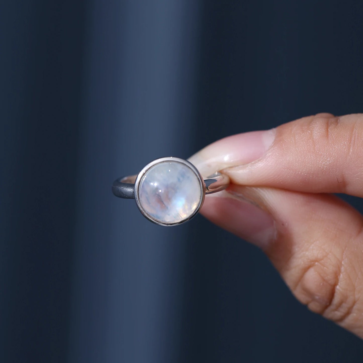 Sterling Silver Rainbow Moonstone Ring - June Birthstone Jewelry by Choosen