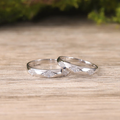 Sterling Silver Moissanite Couple Rings | Choosen Jewelry Wedding Bands