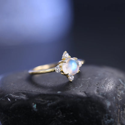 June Birthstone Rainbow Moonstone Ring - 925 Sterling Silver Engagement Ring by Choosen Jewelry