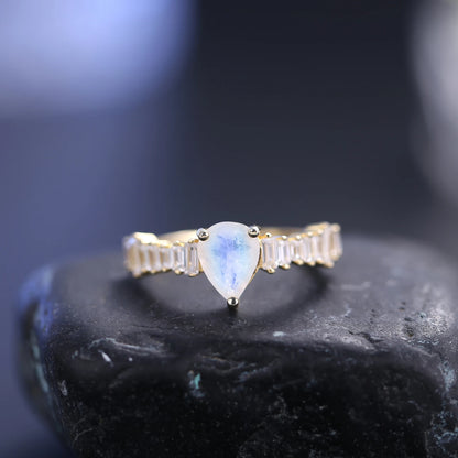 Vintage Milky Blue Moonstone Engagement Ring - Sterling Silver by Choosen Jewelry