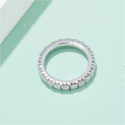 Choosen Jewelry: 925 Sterling Silver 3.0 MM Round Moissanite Eternity Wedding Band