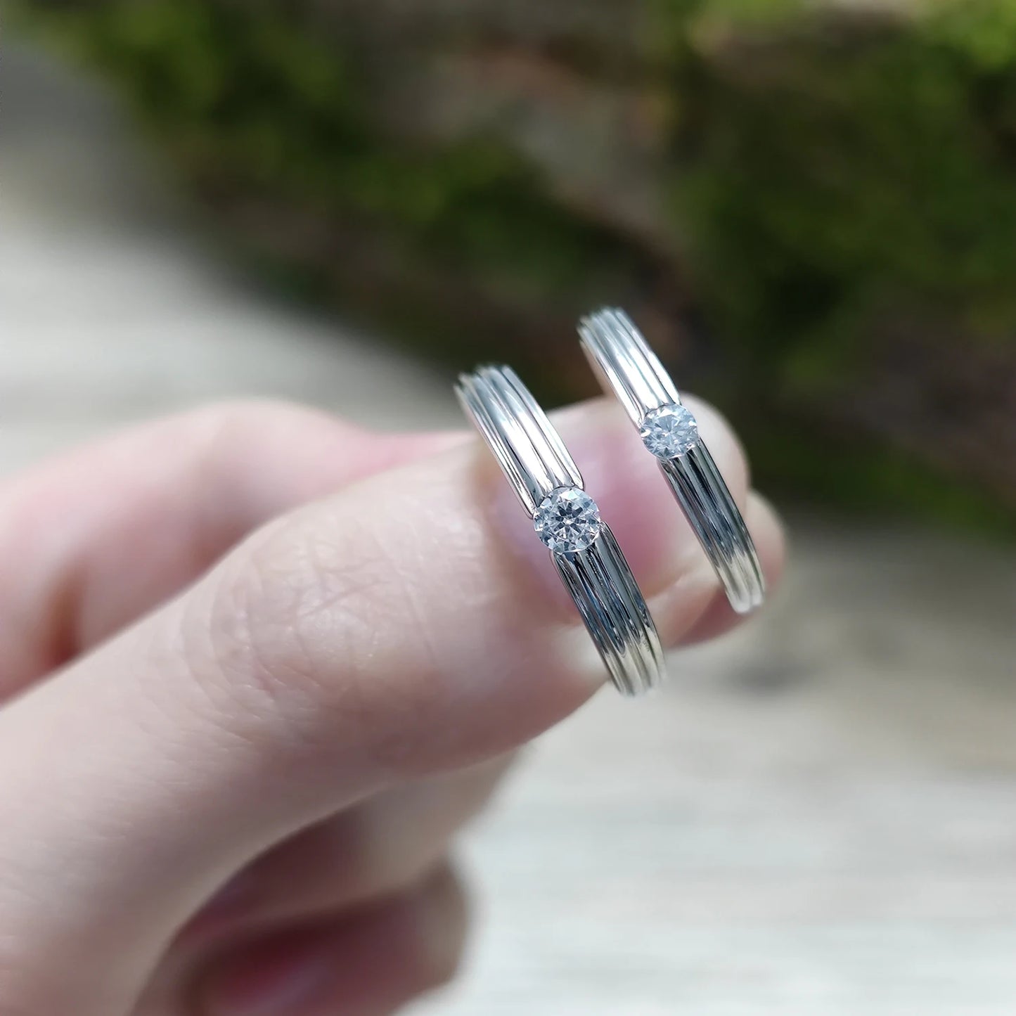 Moissanite Couple Rings Set: Sterling Silver Wedding Promise Rings by Choosen Jewelry