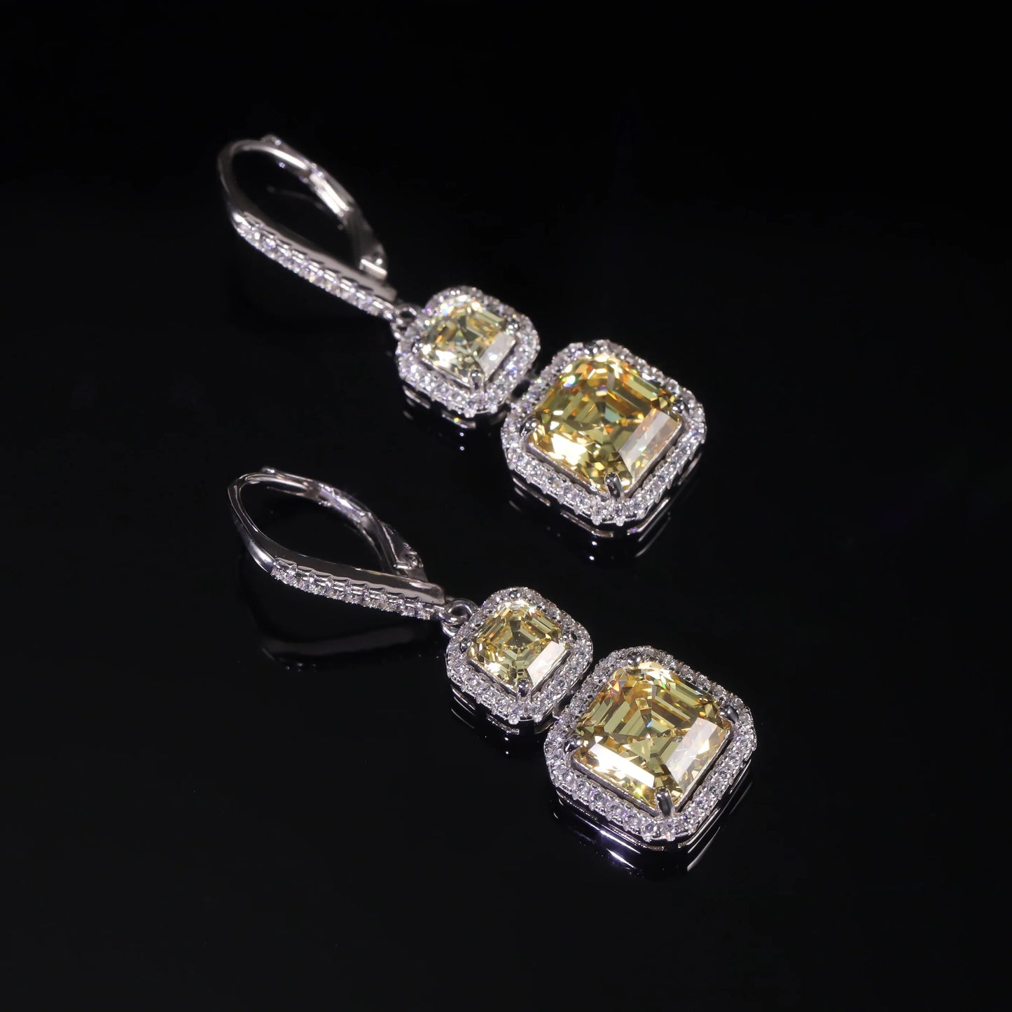 Choosen Jewelry: 925 Sterling Silver Art Deco CZ Drop Earrings - Vintage Luxury Party Queen