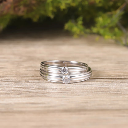 Moissanite Couple Rings Set: Sterling Silver Wedding Promise Rings by Choosen Jewelry