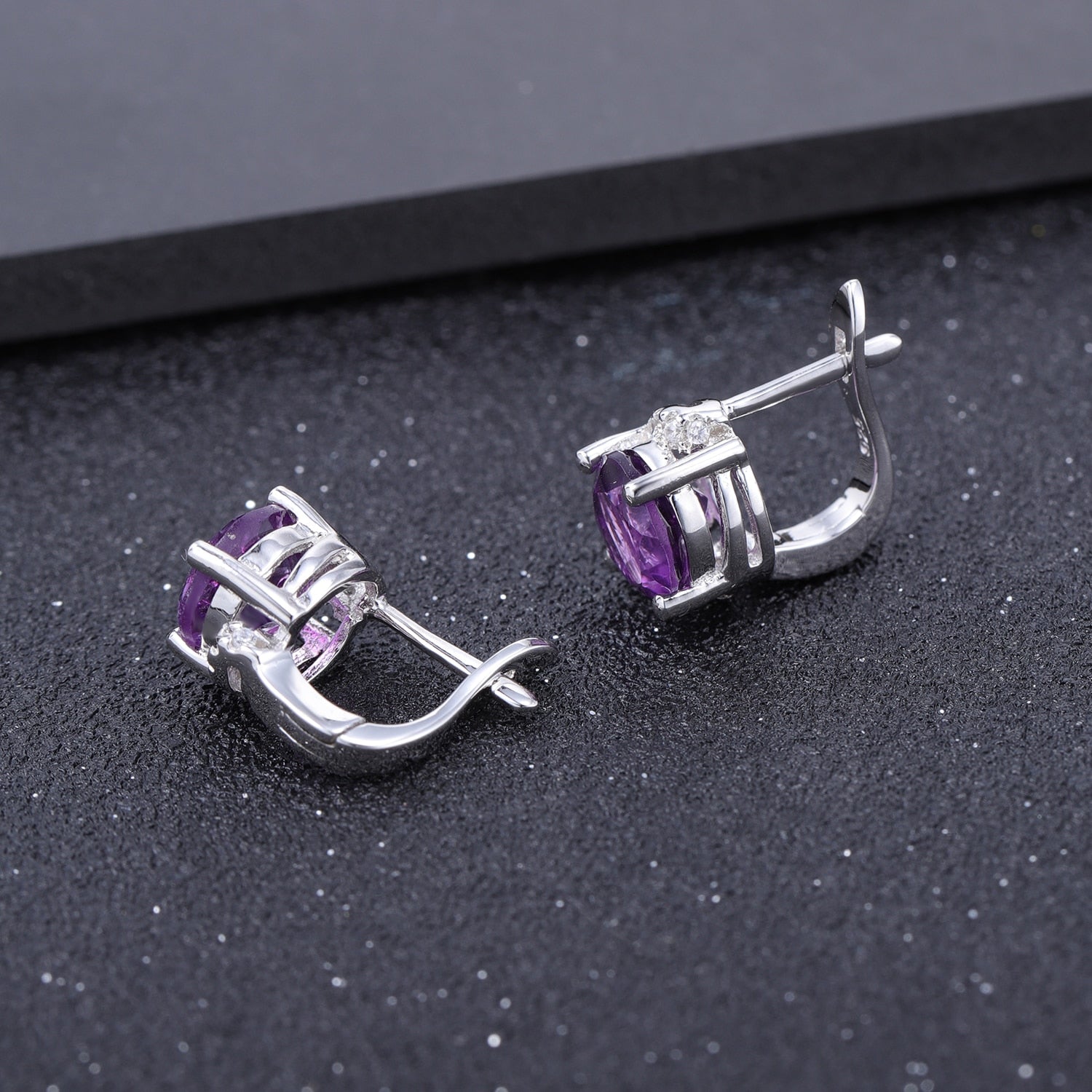 Amethyst Latch-Back Earrings