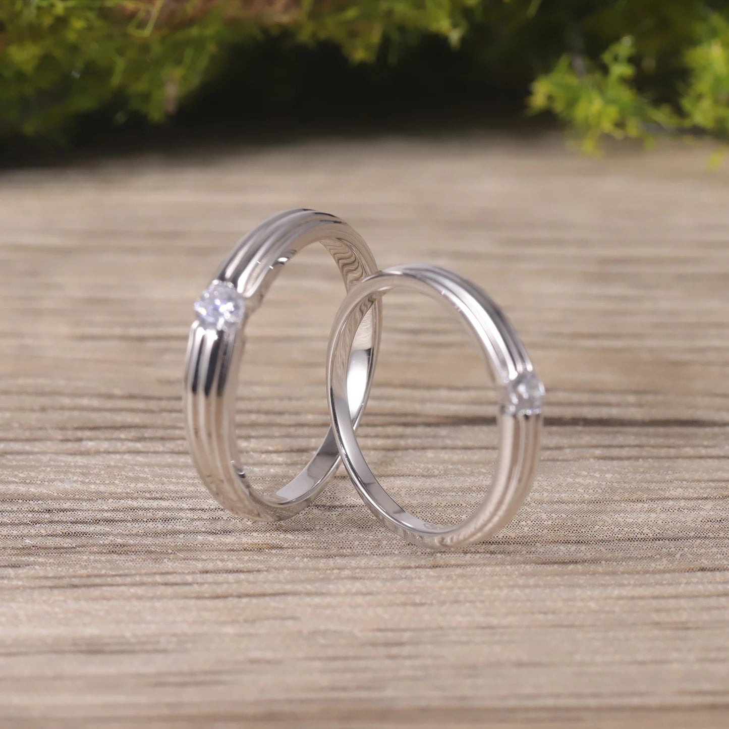 Moissanite Couple Rings Set: Sterling Silver Wedding Promise Rings by Choosen Jewelry