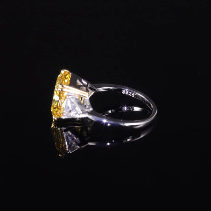 Choosen Jewelry: Vivid Yellow CZ Engagement Ring - 925 Sterling Silver Handmade Luxury Statement Ring