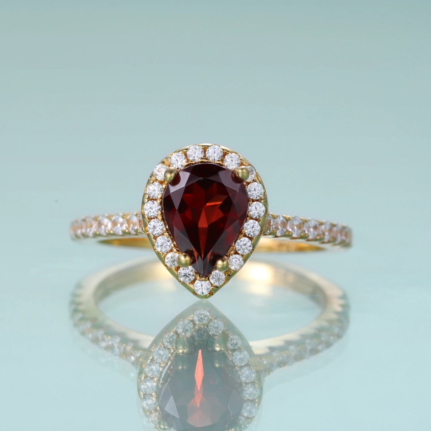 Oval Garnet Halo Engagement Ring | Sterling Silver | Choosen Jewelry