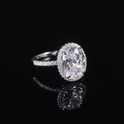 Sterling Silver Oval Halo CZ Engagement Ring - Choosen Jewelry