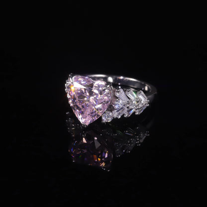 Pink Heart CZ Diamond Ring - 925 Sterling Silver - Choosen Jewelry