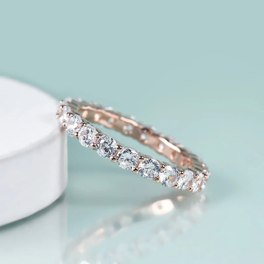 3.4 CT Moissanite Eternity Ring | 14K Rose Gold Wedding Band | Choosen Jewelry