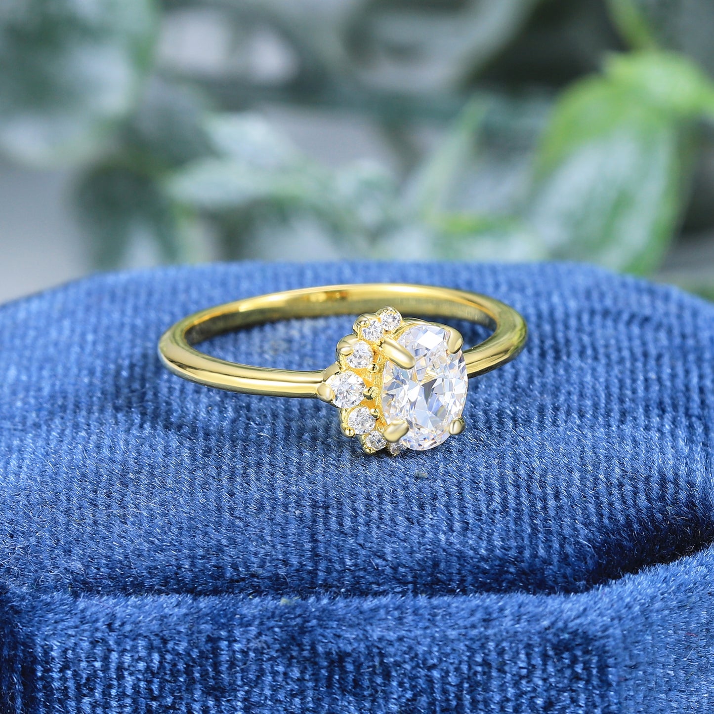 oval half moon engagement ring