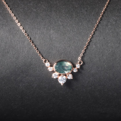 0.79CTW Moss Agate Rolo Chain Necklace