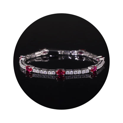 Sterling Silver Lab Grown Ruby Tennis Bracelet | Choosen Jewelry