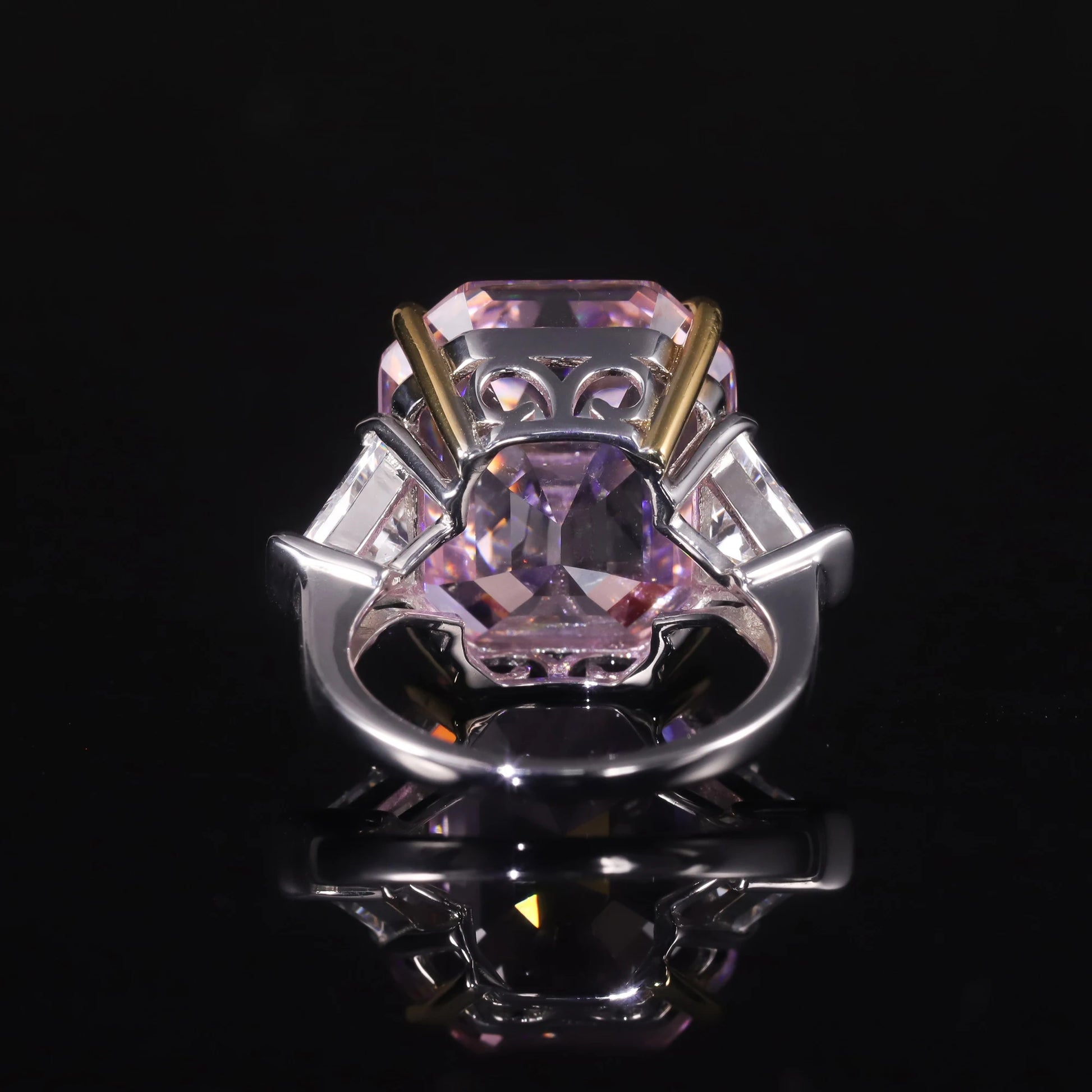 Vintage Rhombus Diamond-fire CZ Pink Ring - 925 Sterling Silver Statement Jewelry by Choosen