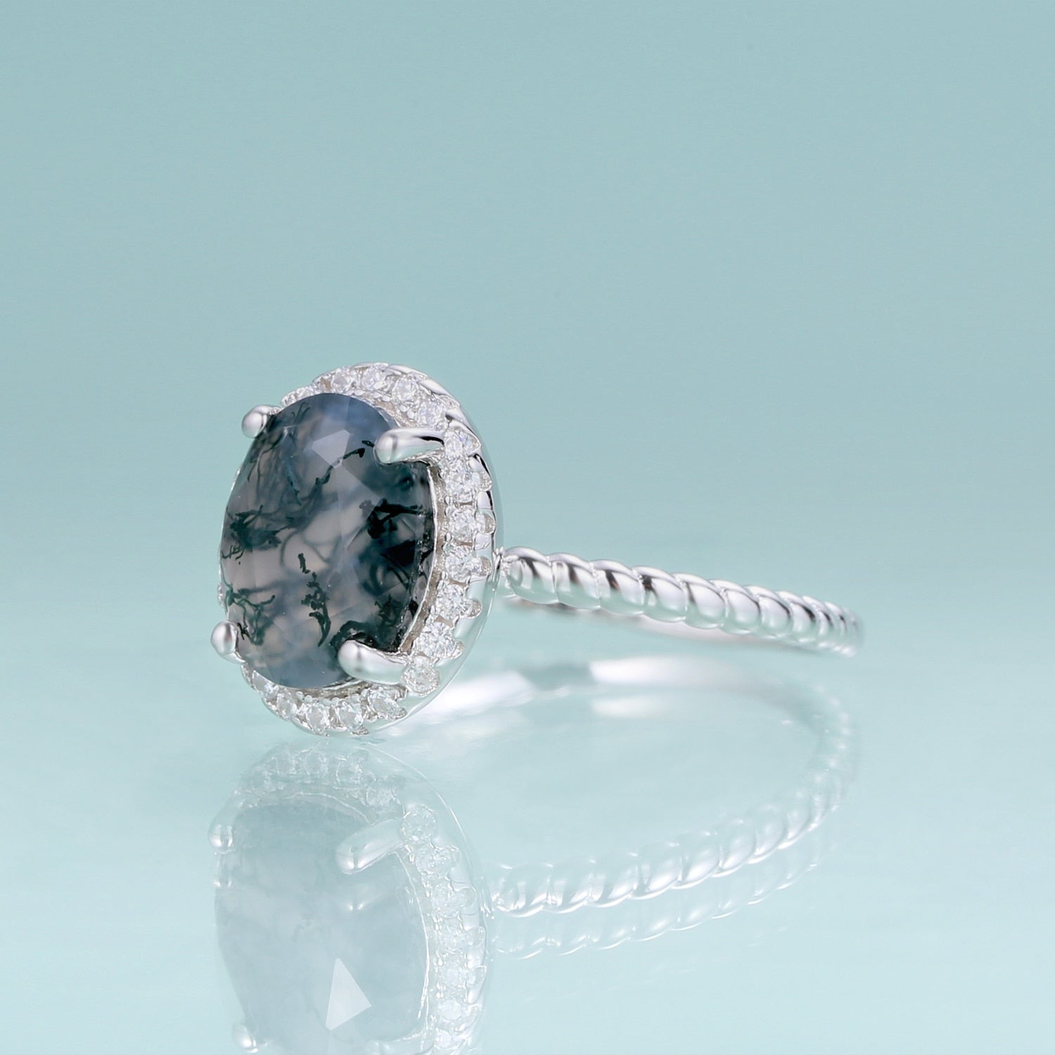 moss agate wedding ring