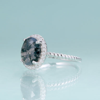 moss agate wedding ring