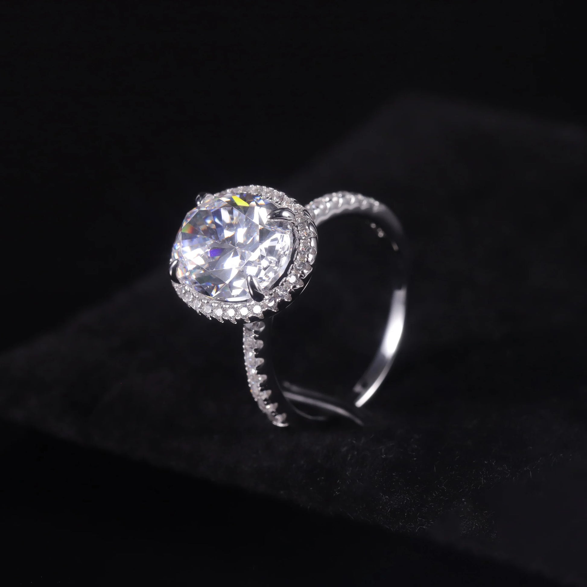 Sterling Silver Oval Halo CZ Engagement Ring - Choosen Jewelry