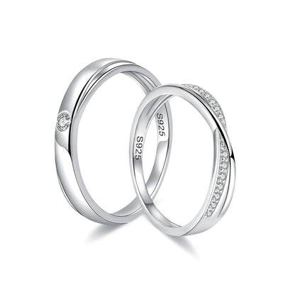 Choosen Jewelry: Moissanite Couple's Wedding Bands in 925 Sterling Silver - Classic Promise Rings