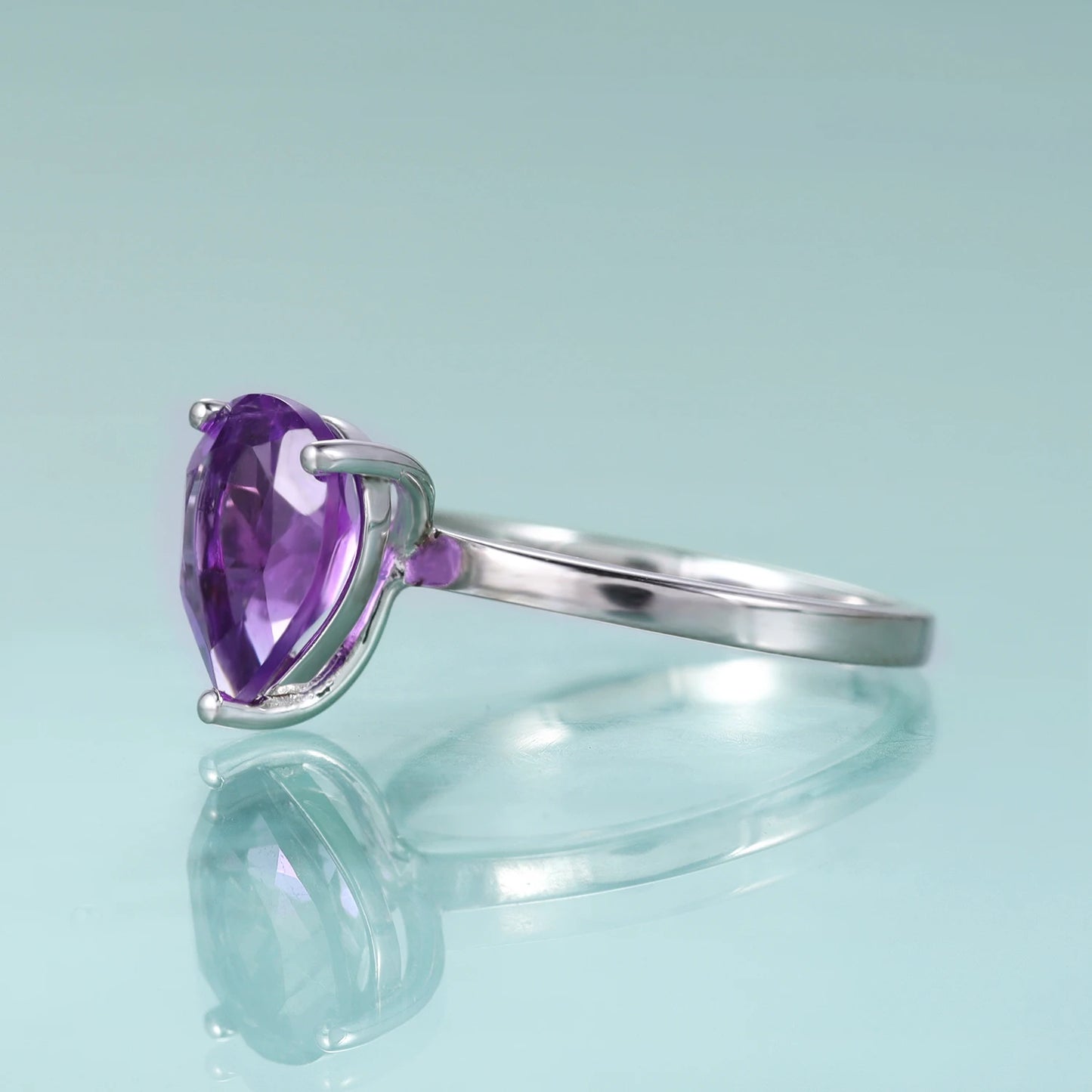 Elegant Pear-Shaped Amethyst Engagement Ring - 925 Sterling Silver | Choosen Jewelry