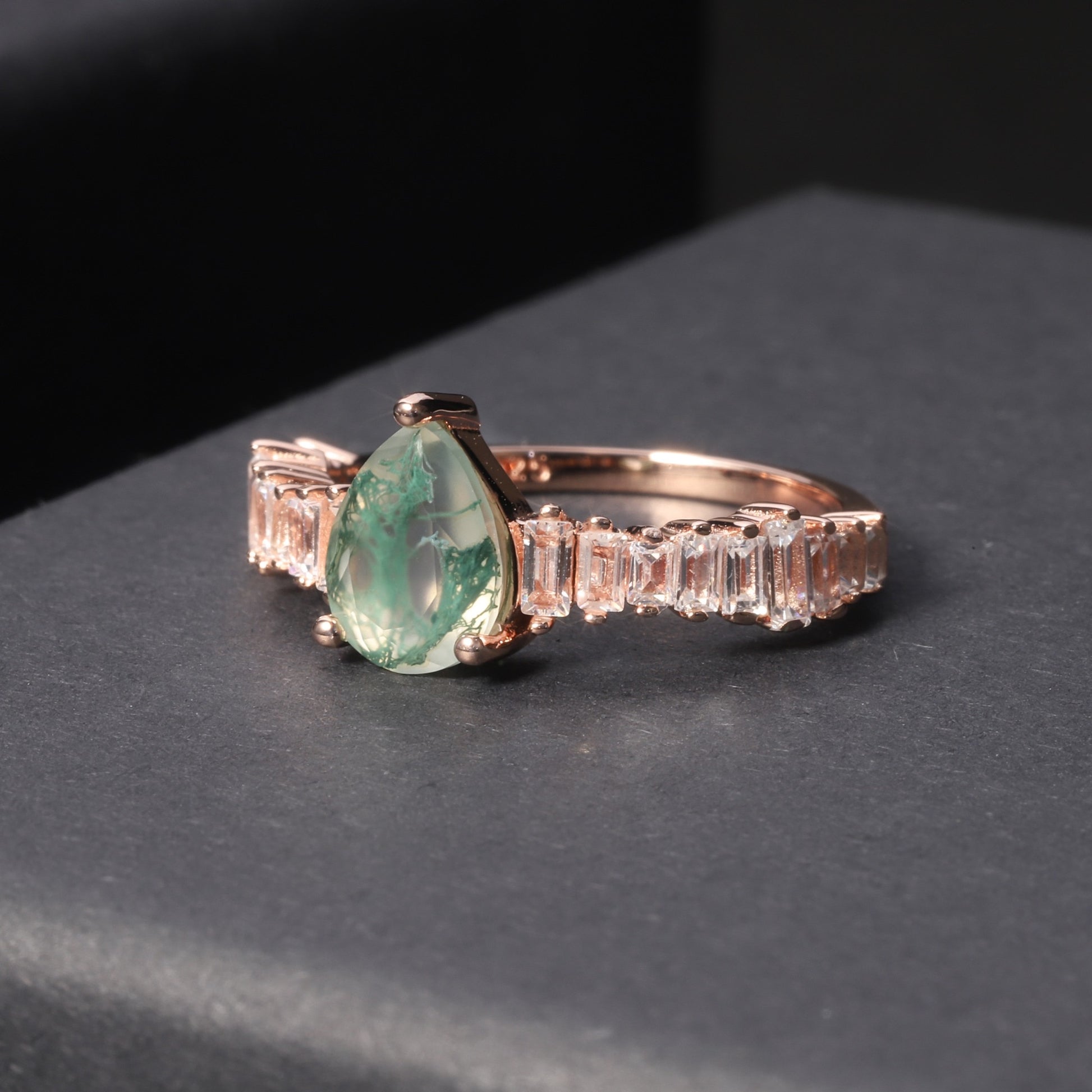 green moss agate ring