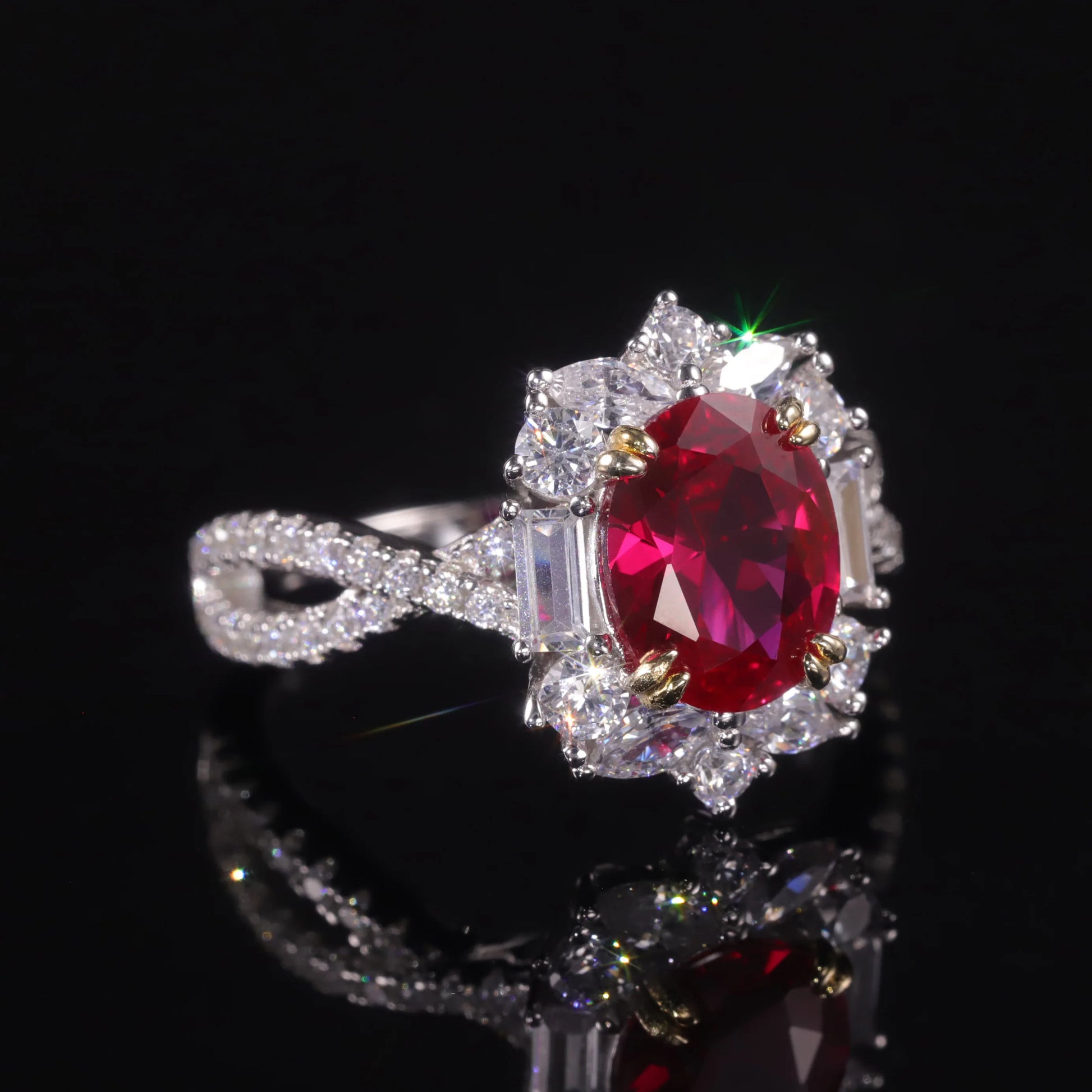 Vintage-Inspired Sterling Silver Lab Ruby Cocktail Ring | Choosen Jewelry