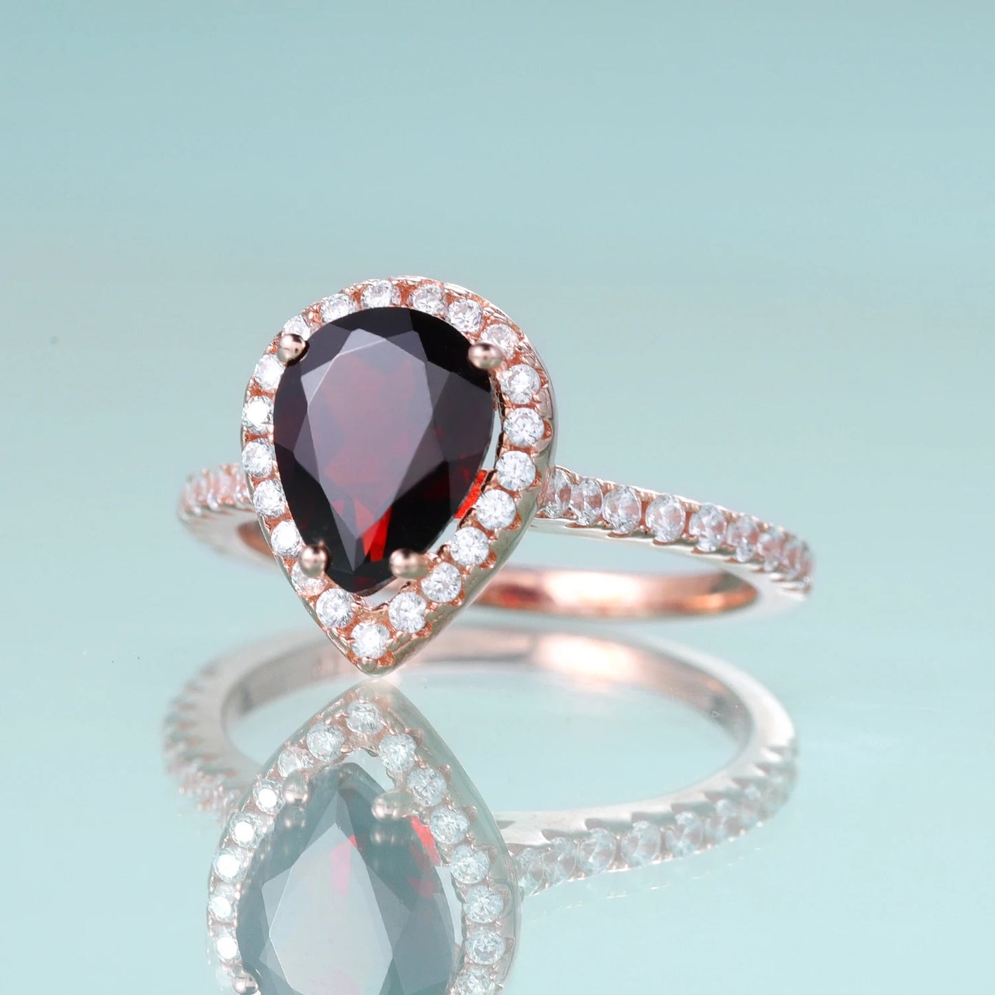 Oval Garnet Halo Engagement Ring | Sterling Silver | Choosen Jewelry