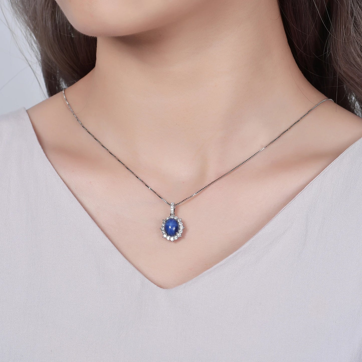 Choosen Jewelry: Dainty Blue Star Sapphire Pendant Necklace in Sterling Silver - Vintage Style Mother's Day Gift