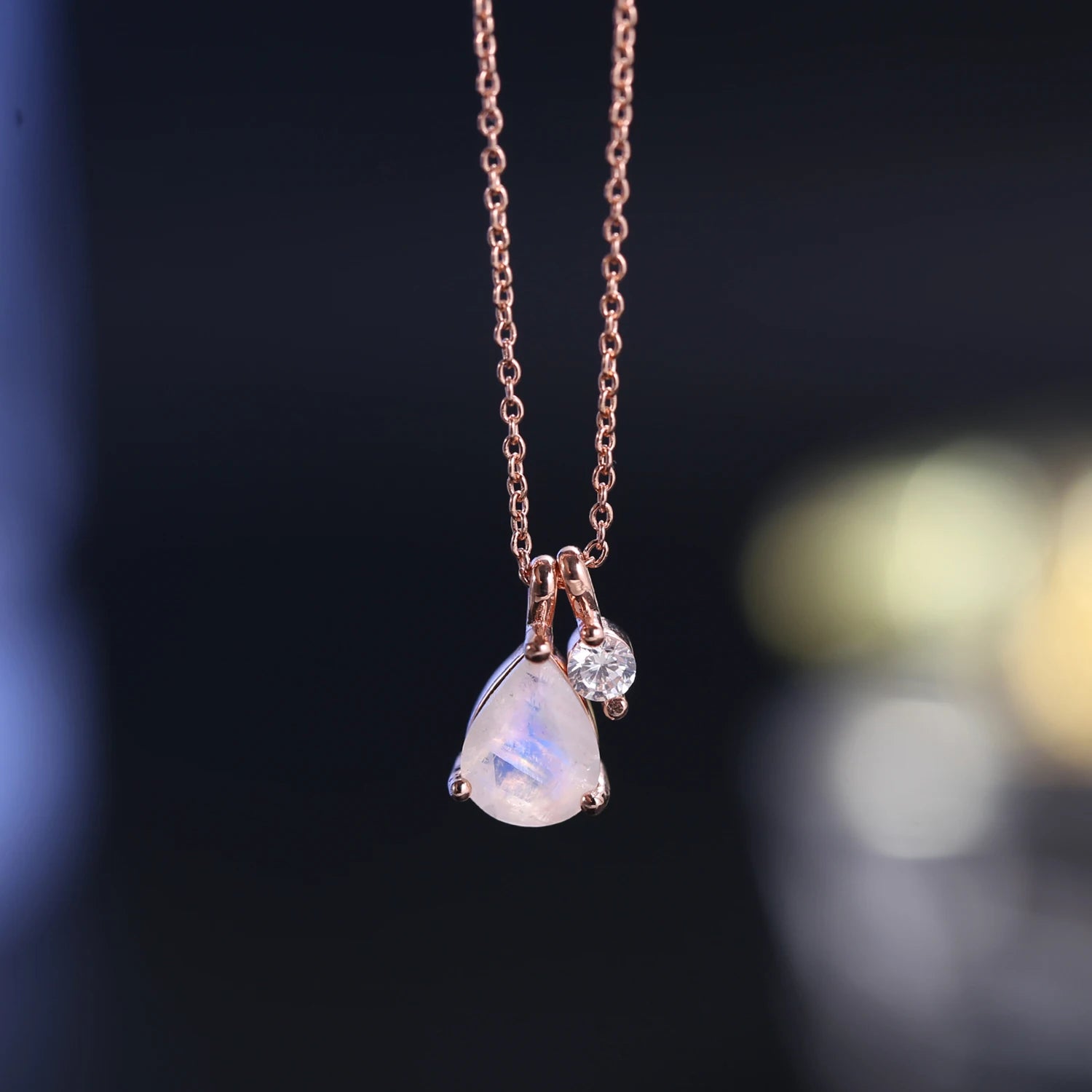 Elegant Rainbow Moonstone Pendant Necklace - 925 Sterling Silver - Choosen Jewelry