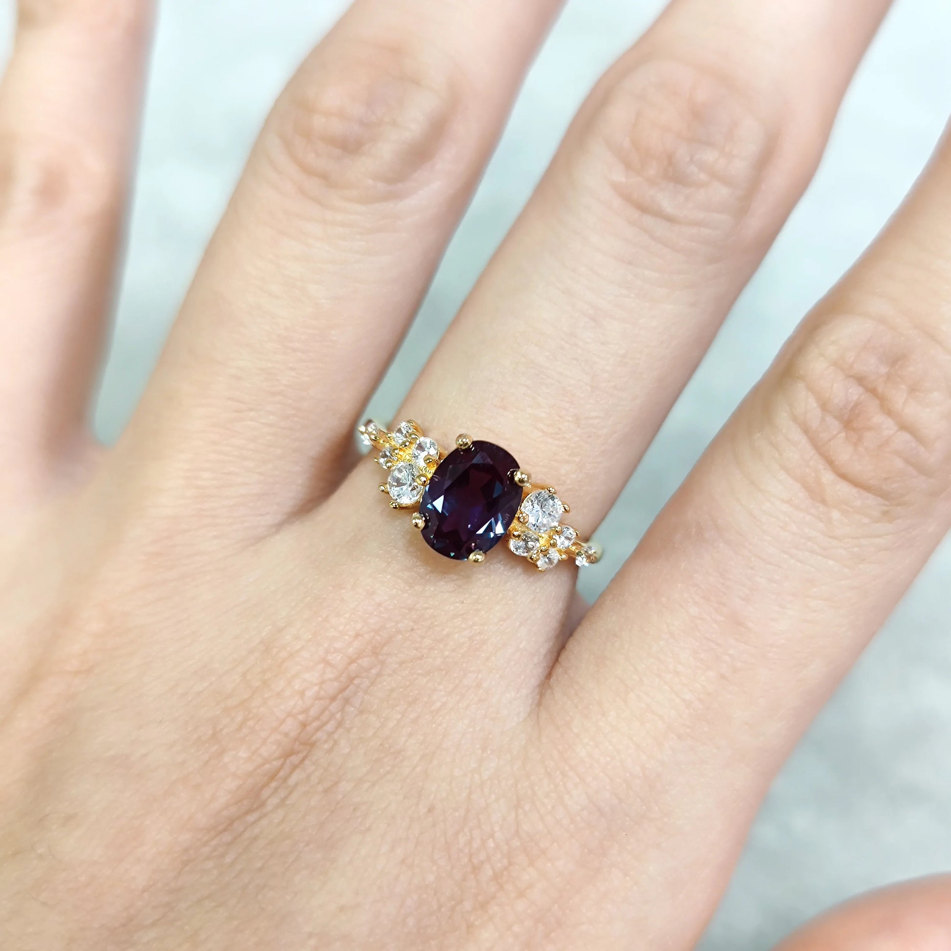 Sterling Silver Alexandrite Engagement Ring | Vintage Art Deco | Choosen Jewelry