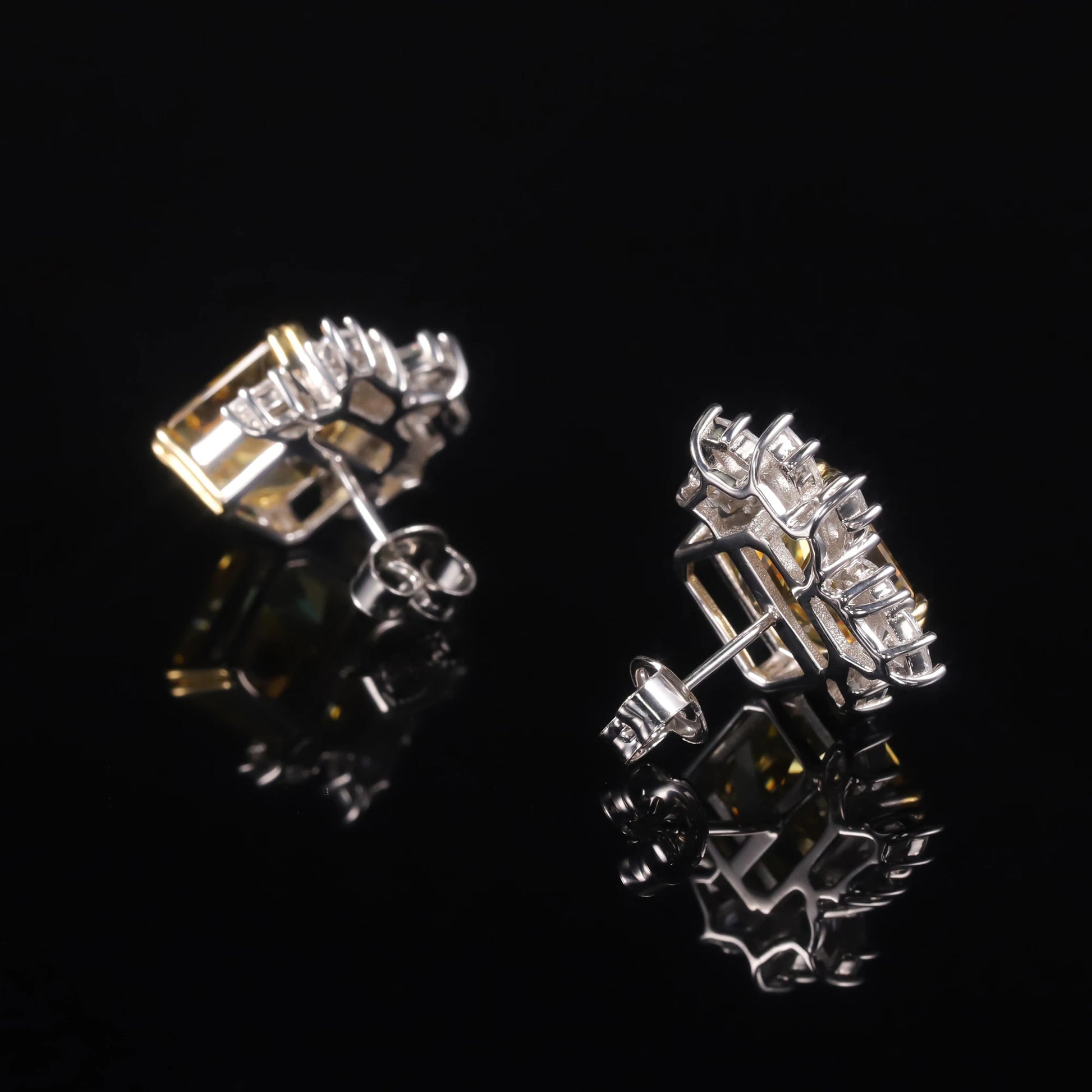 Choosen Jewelry: Vintage-Style Yellow CZ Stud Earrings in 925 Sterling Silver