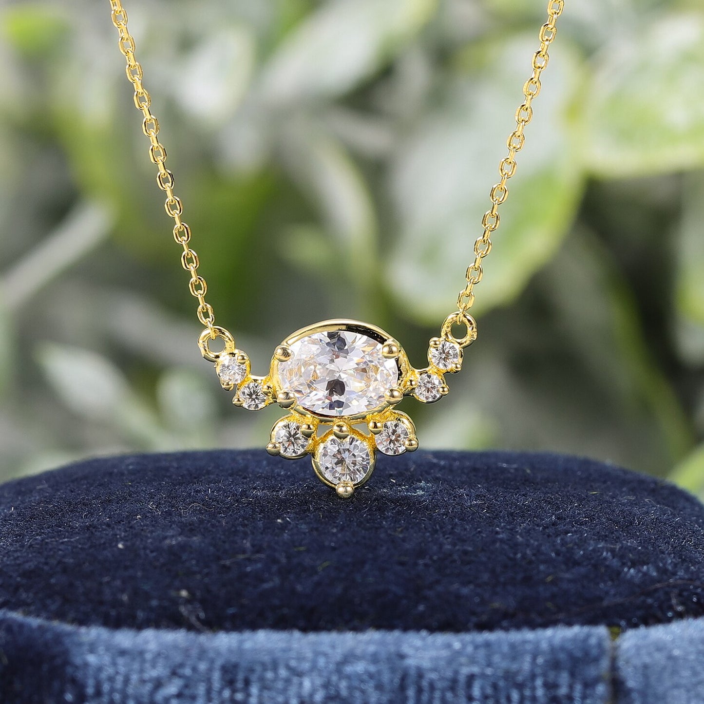 Oval Cut Moissanite Necklace