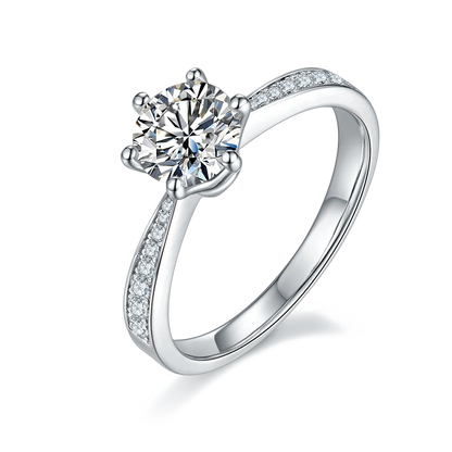 Round Cut Moissanite Pave Engagement Rings