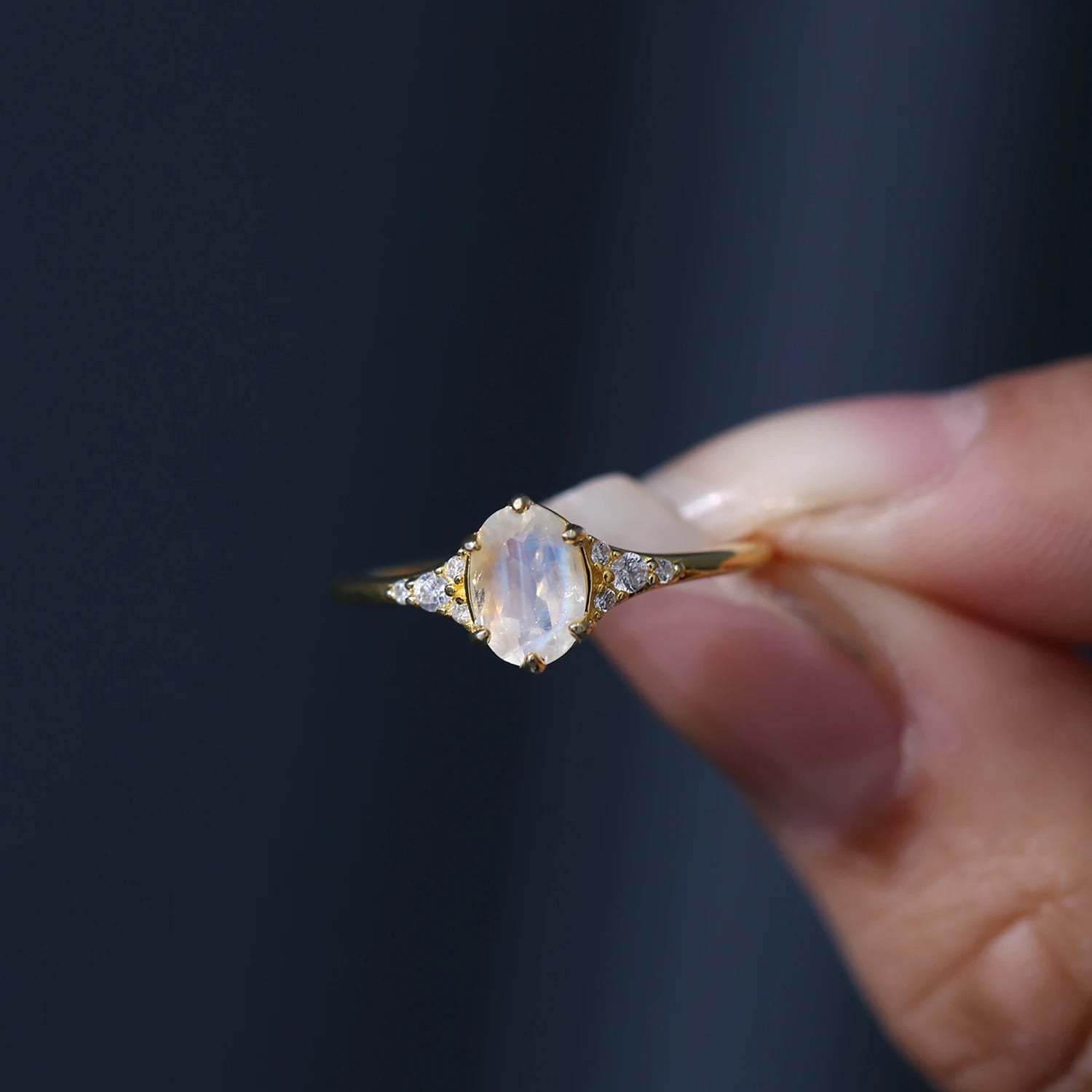 Elegant Moonstone Ring - Gold Plated, Ideal for Engagement, Anniversary, or Special Occasions, Delicate Design, Premium Quality Jewelry