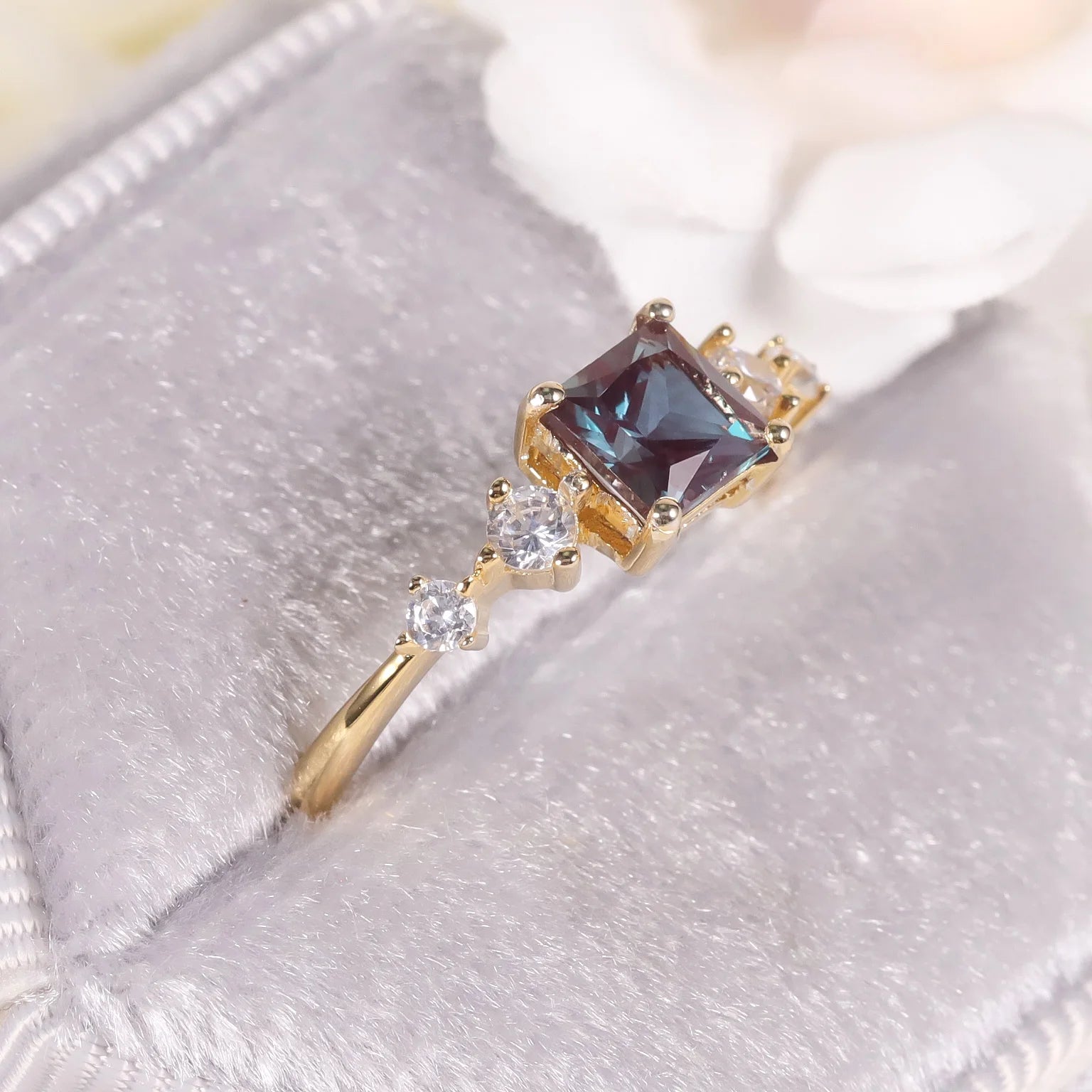 Vintage Alexandrite Engagement Ring | 925 Sterling Silver | Choosen Jewelry